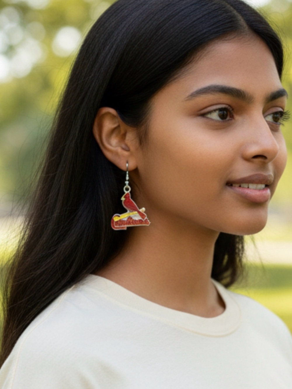 Red St Louis Cardinal Dangle Earrings